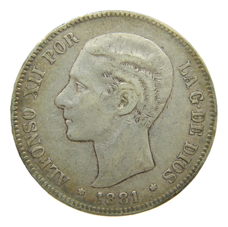 1881 - ALFONSO XII - 5 PESETAS - MSM - PLATA - BC-