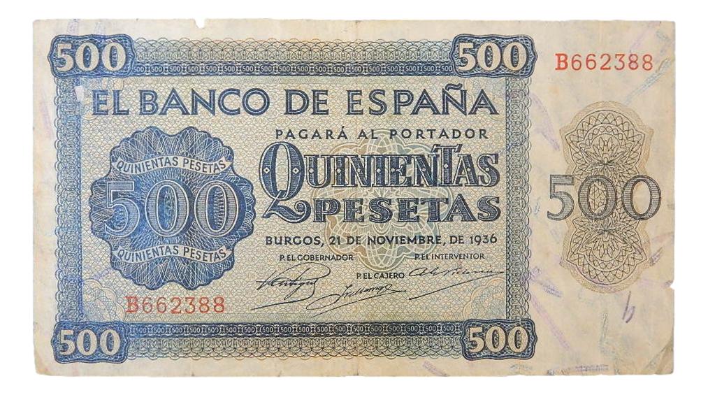 1936 - ESPAÑA - BILLETE - 500 PESETAS - BURGOS - RC