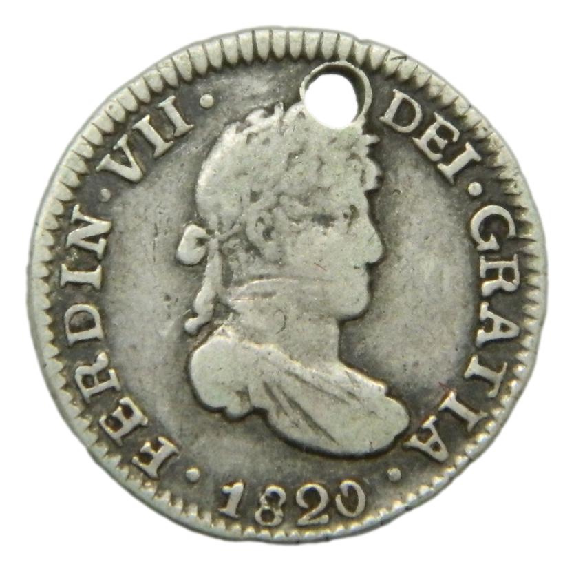 1820 PJ - FERNANDO VII - 1/2 REAL - POTOSI - BC+