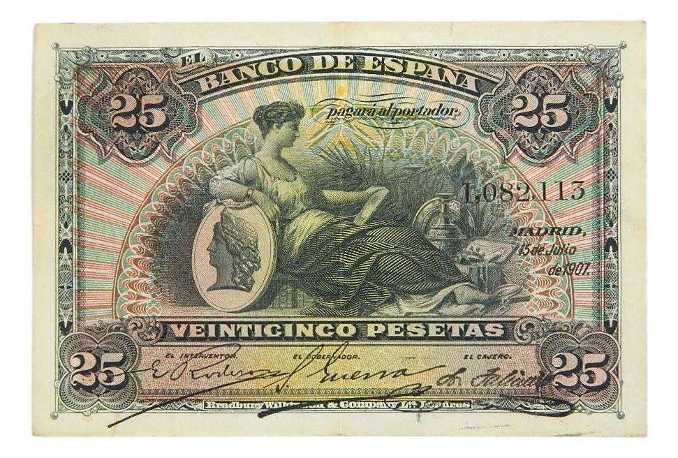 1907 - ESPAÑA - BILLETE - 25 PESETAS - MADRID - MBC