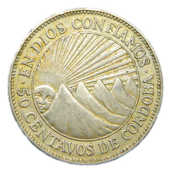1929 - NICARAGUA - 50 CENTAVOS DE CORDOBA - PLATA
