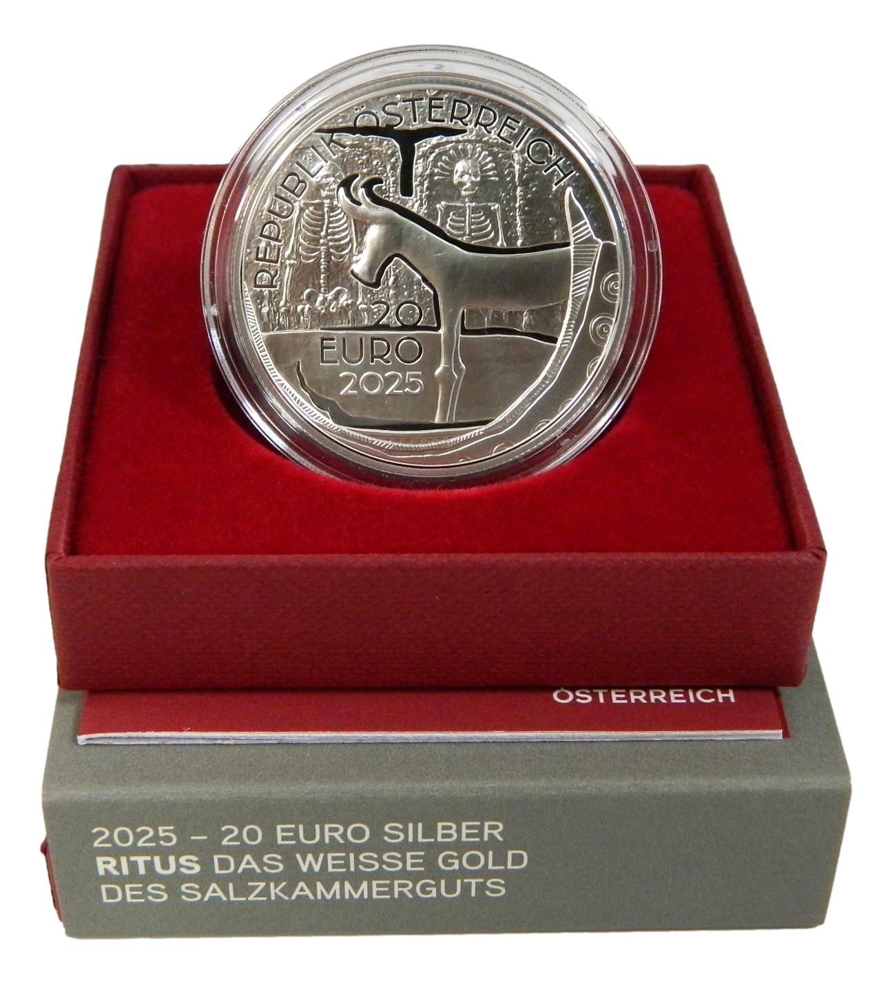 2025 - AUSTRIA - 20 EURO - RITUS - COMERCIO DE SAL - SALZKAMMERGUTS - PLATA PROOF