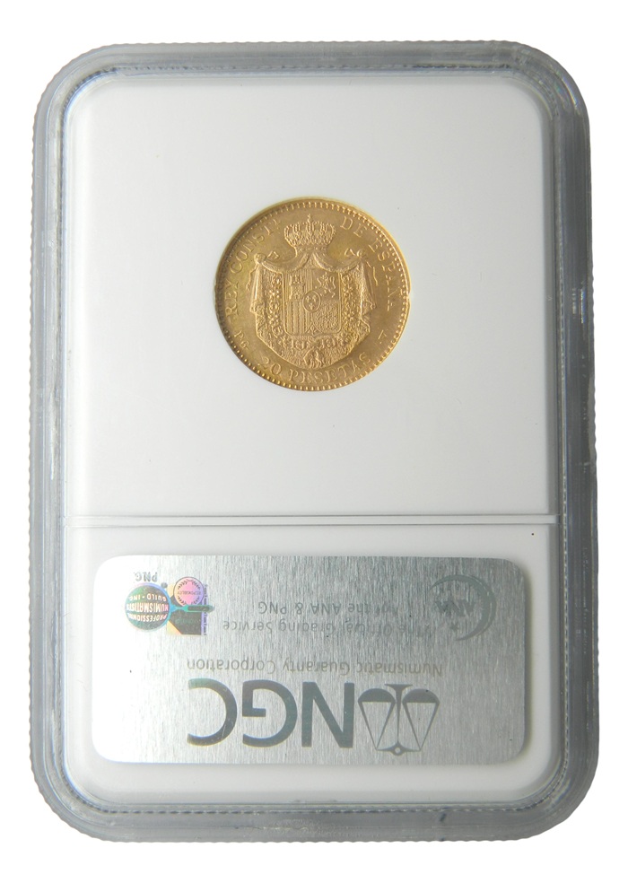 1887 *--62 - REACUÑACION - ALFONSO XIII - 20 PESETAS - PGV - NGC MS 65