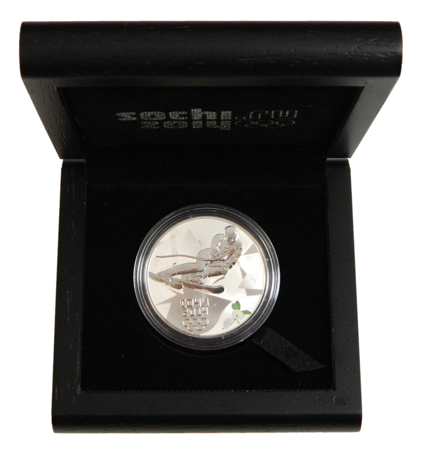 2014 - RUSIA - 3 RUBLOS - SOCHI - JUEGOS OLIMPICOS - ESQUI ALPINO - PLATA