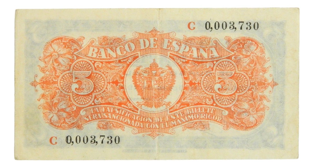 1937- ESPAÑA - BILLETE - 5 PESETAS - BURGOS - MBC-