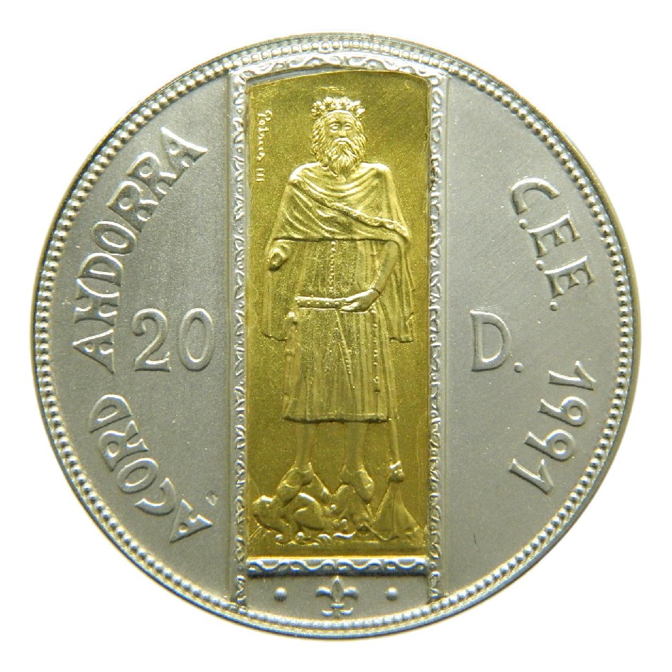 1994 - ANDORRA - 20 DINERS - PEDRO III DE ARAGON - ORO