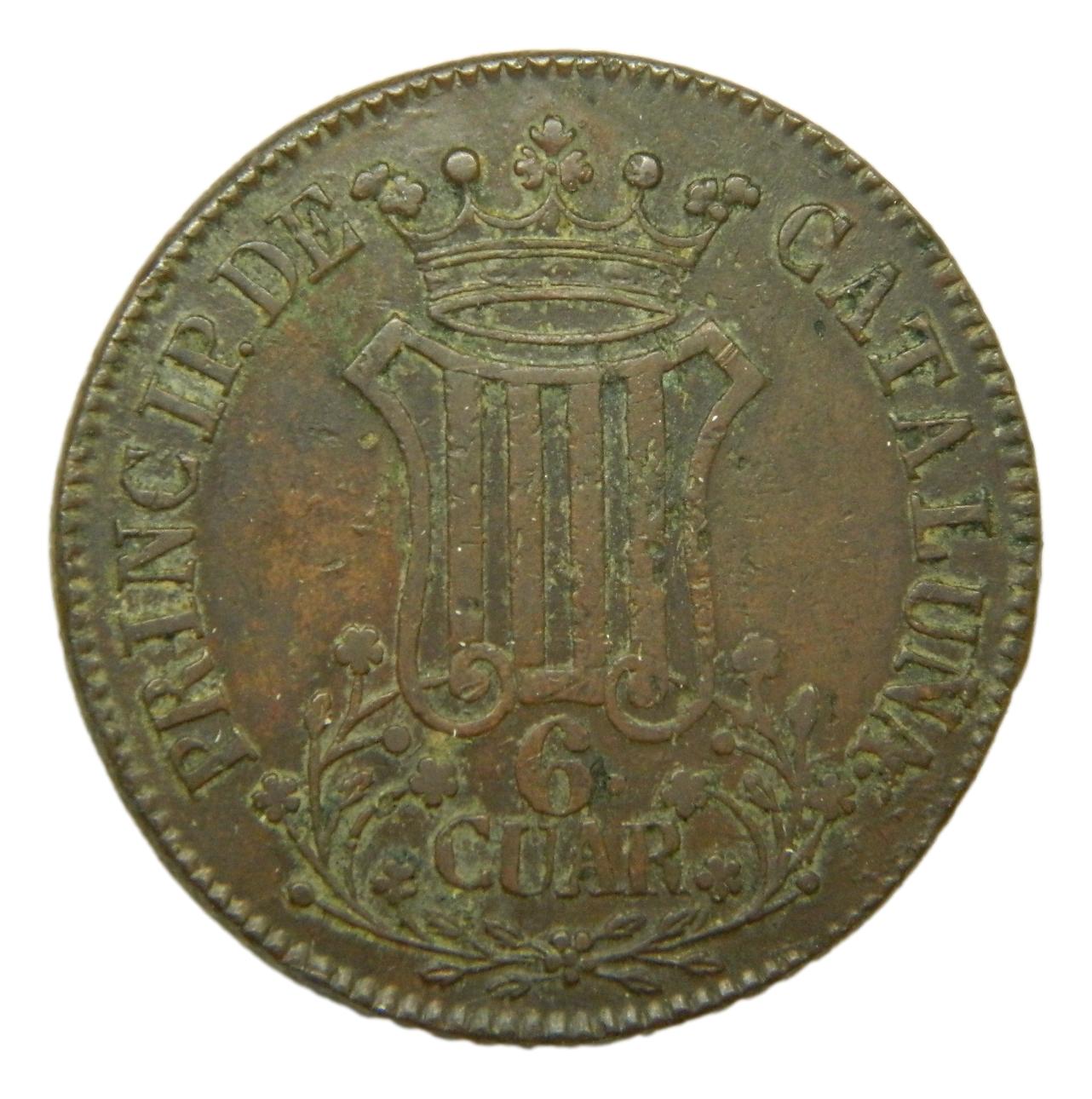 1838 - ISABEL II - 6 CUARTOS - CATALUÑA - MBC