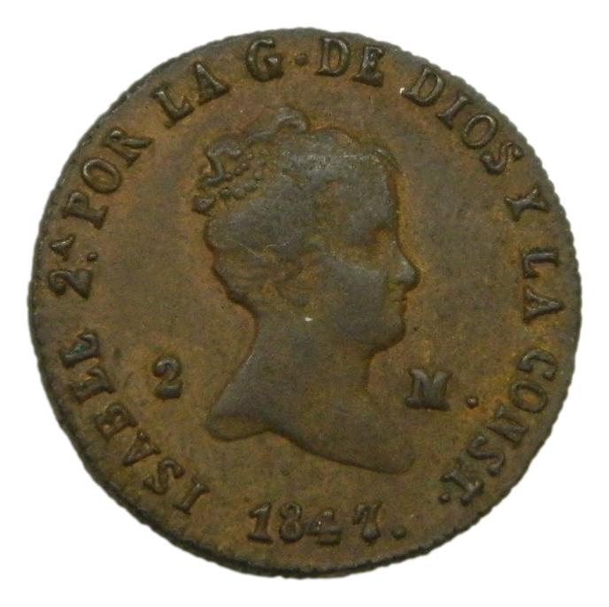 1847 - ISABEL II - 2 MARAVEDIS - SEGOVIA - EBC-