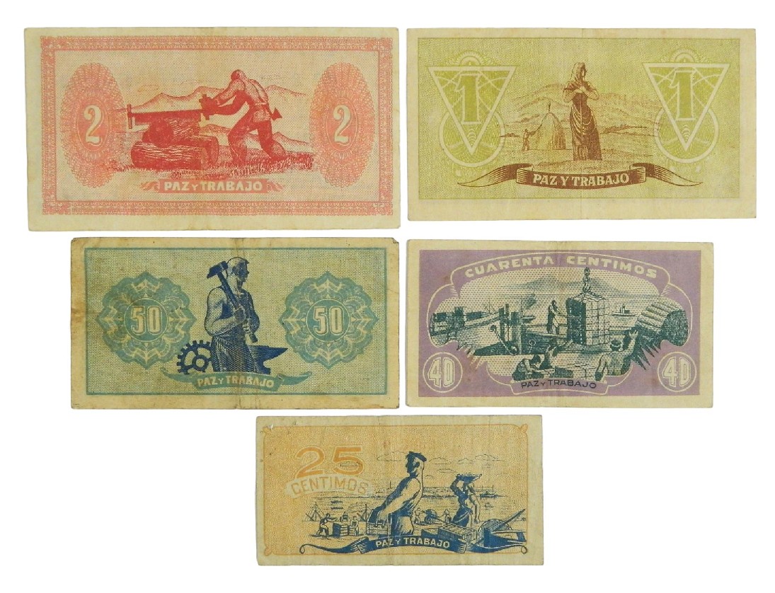 CONSEJO ASTURIAS Y LEON - SERIE 5 BILLETES - PESETAS - MBC-