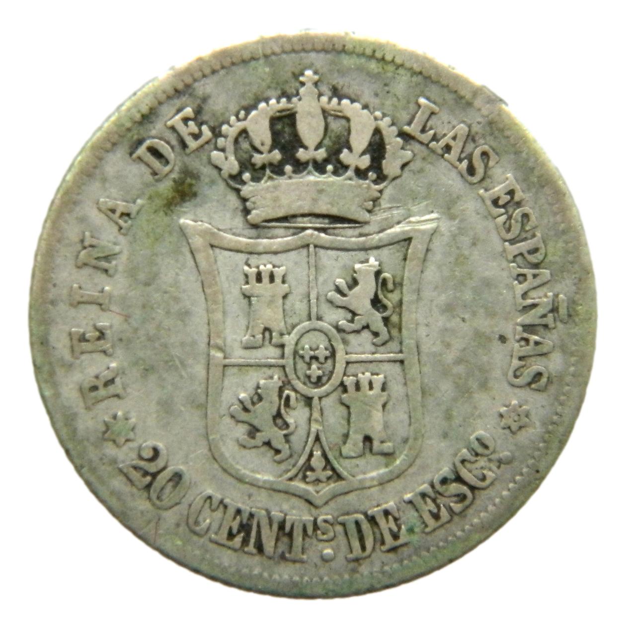 1868 *6-8 - ISABEL II - 20 CENTIMOS DE ESCUDO - MADRID - BC
