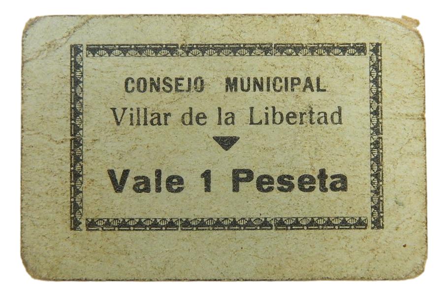 VILLAR DE LA LIBERTAD - BILLETE - 1 PESETA - AGB 1618 D - MBC