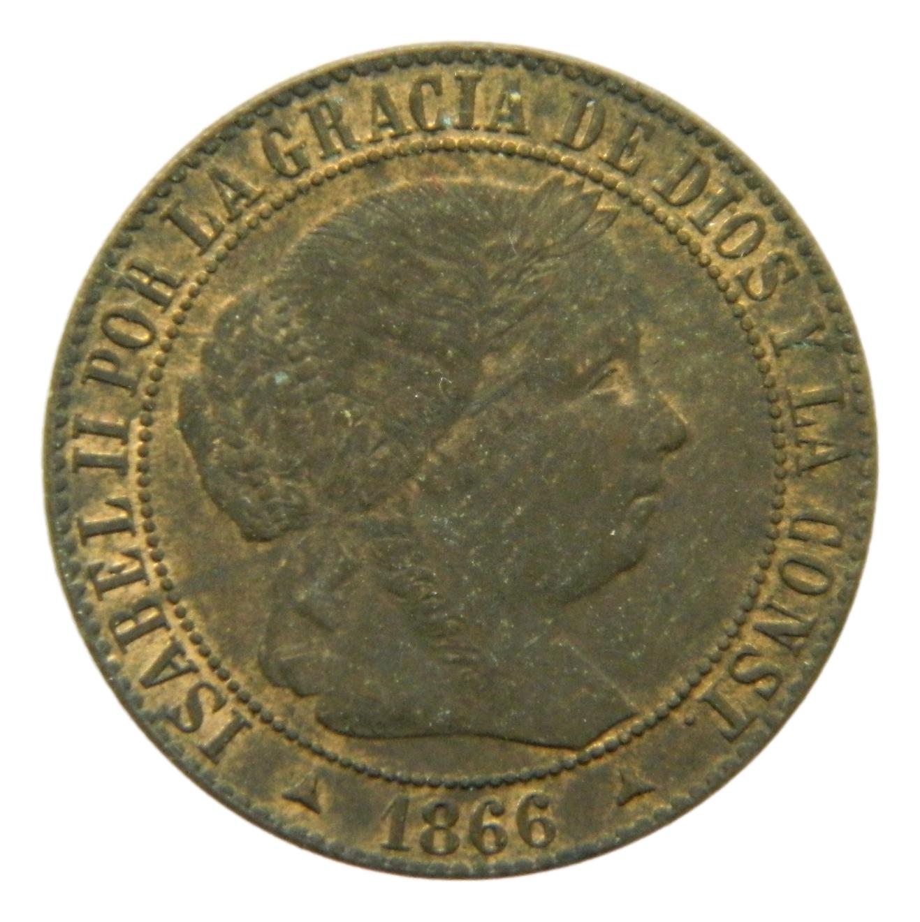 1866 OM - ISABEL II - 1 CENTIMO DE ESCUDO - SEGOVIA - MBC+