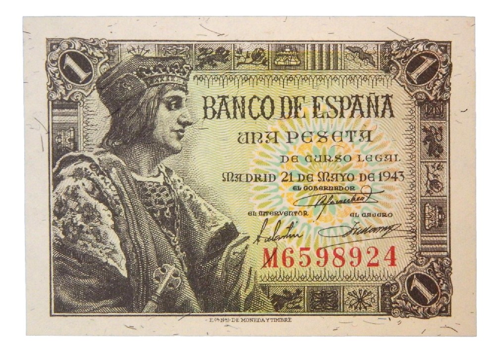 1943 - ESPAÑA - BILLETE - 1 PESETA - COLON - EBC+