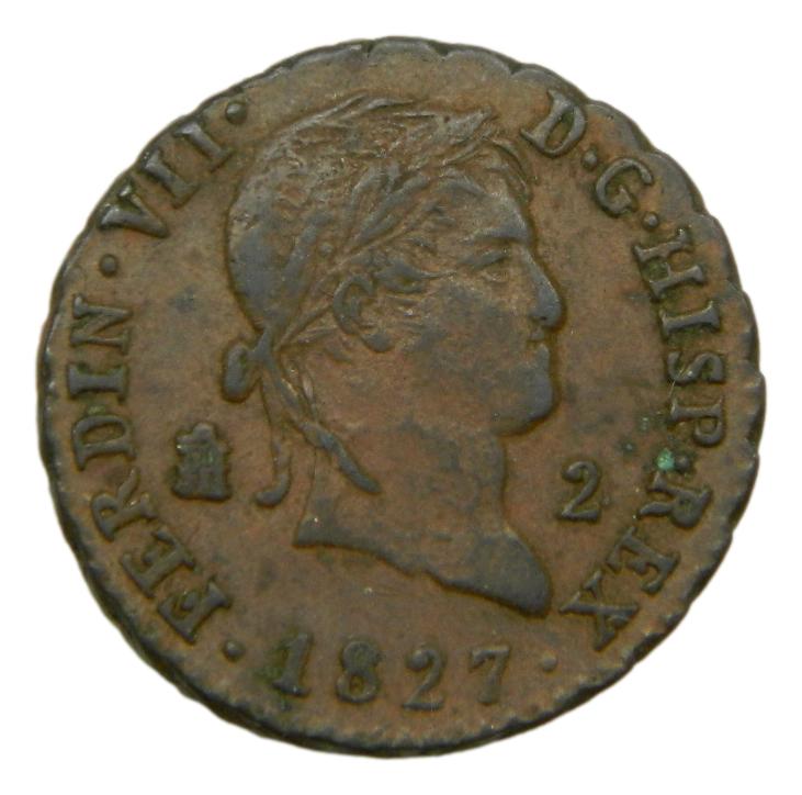 1827 - FERNANDO VII - 2 MARAVEDIS - SEGOVIA 