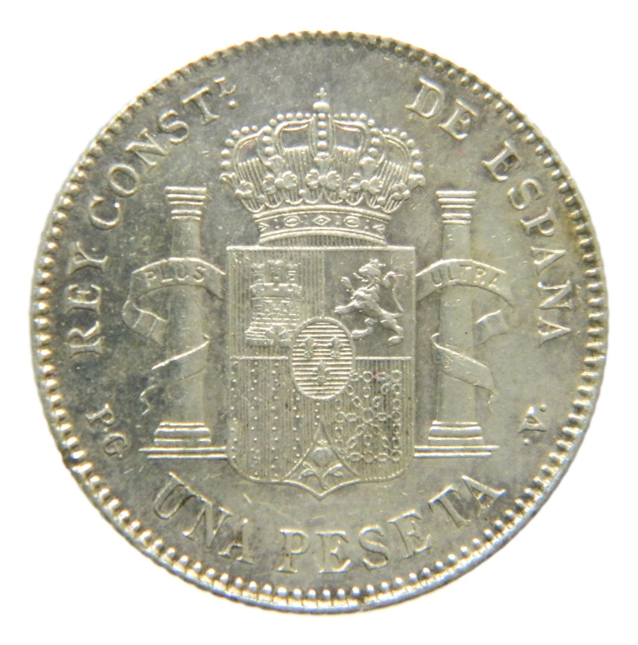 1896 *18-96  - ALFONSO XIII - 1 PESETA - PGV - EBC