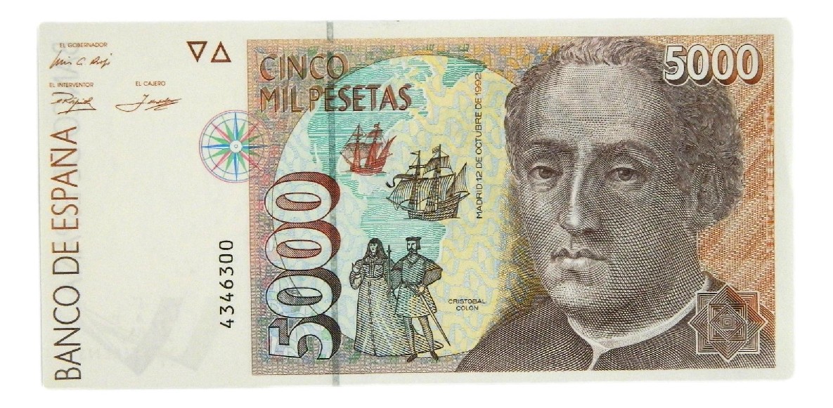 1992 - ESPAÑA - BILLETE - 5000 PESETAS - CRISTOBAL COLON - EBC+