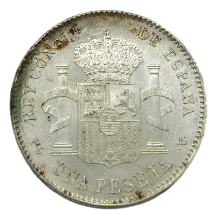 1896 *19-96 - ALFONSO XIII - 1 PESETA - PLATA