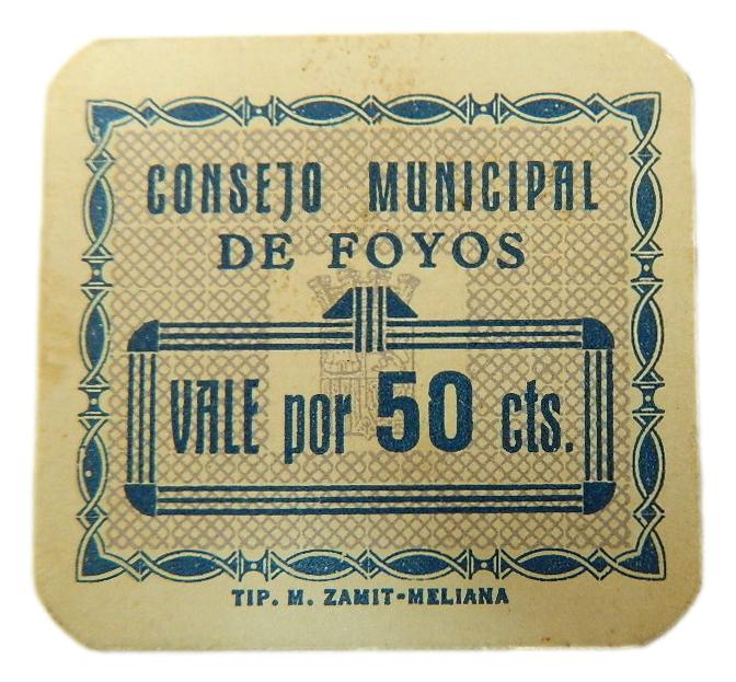 FOYOS - BILLETE - 50 CENTIMOS - AGB 669 B - SC