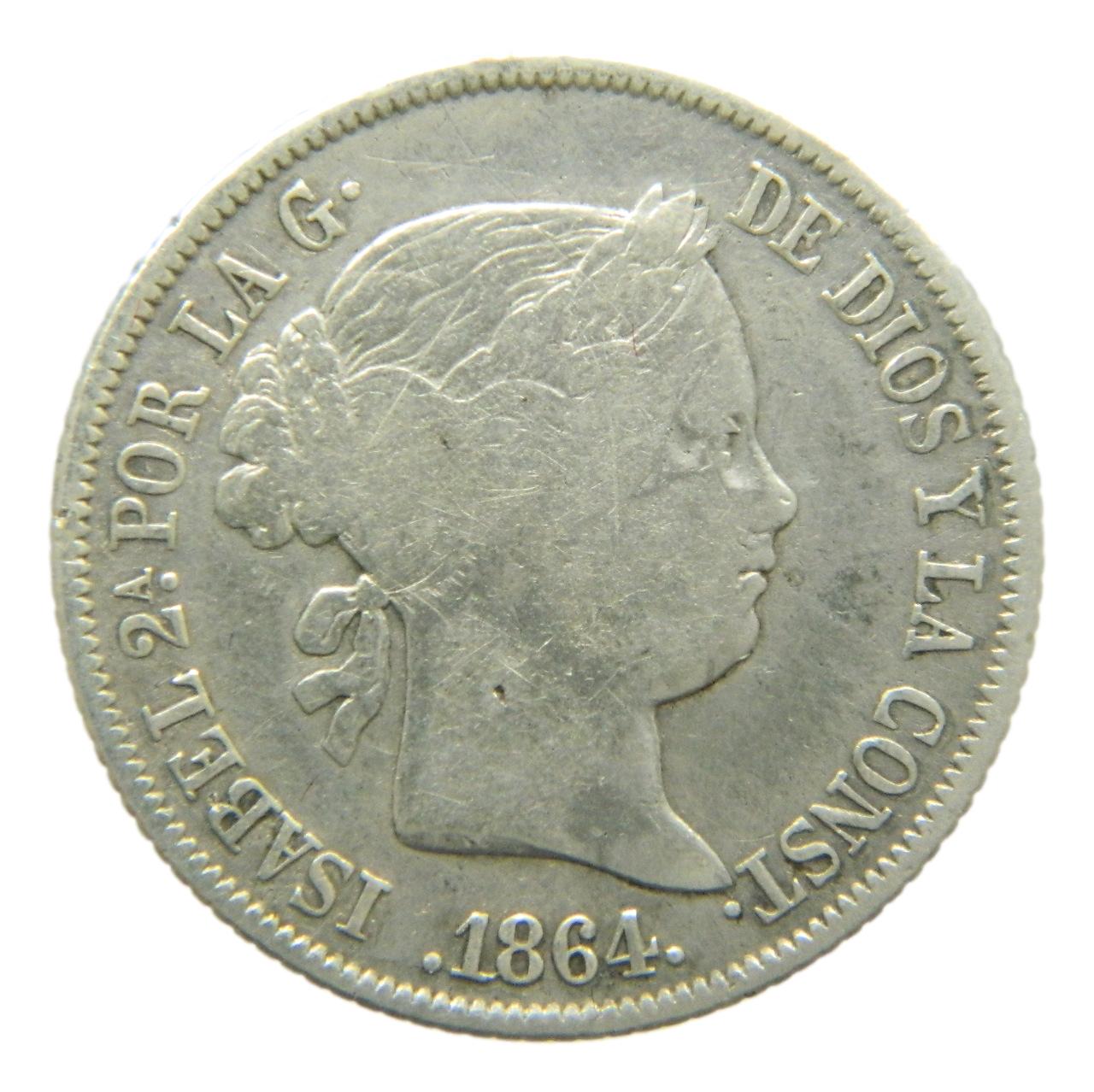 1864 - ISABEL II - 40 CENTIMOS DE ESCUDO - MADRID - BC