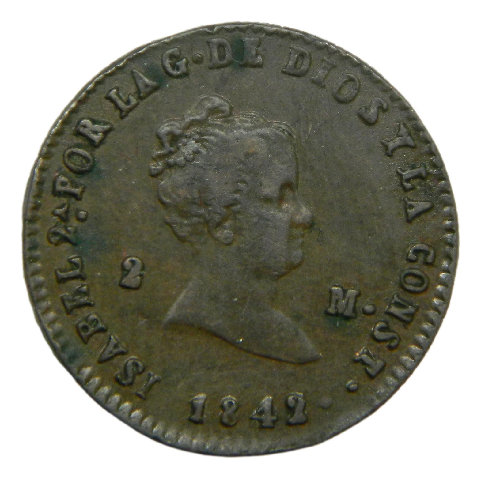 1842 - ISABEL II - 2 MARAVEDIS - SEGOVIA - EBC