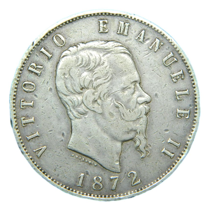 1872 - ITALIA - 5 LIRE - VITTORIO EMANUELE II - PLATA