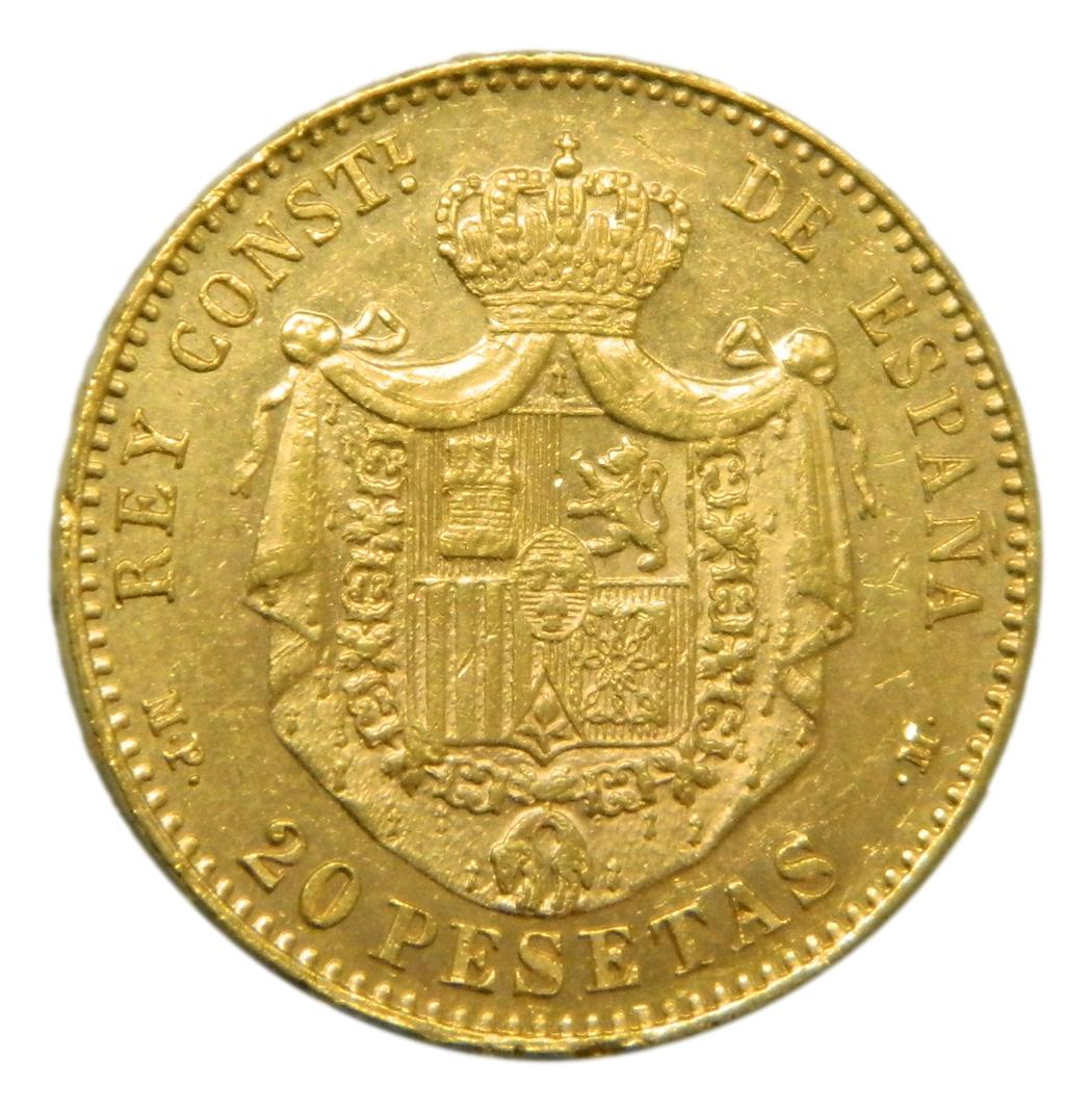 1889 *18-89 - ALFONSO XIII -  20 PESETAS - MFM - ORO