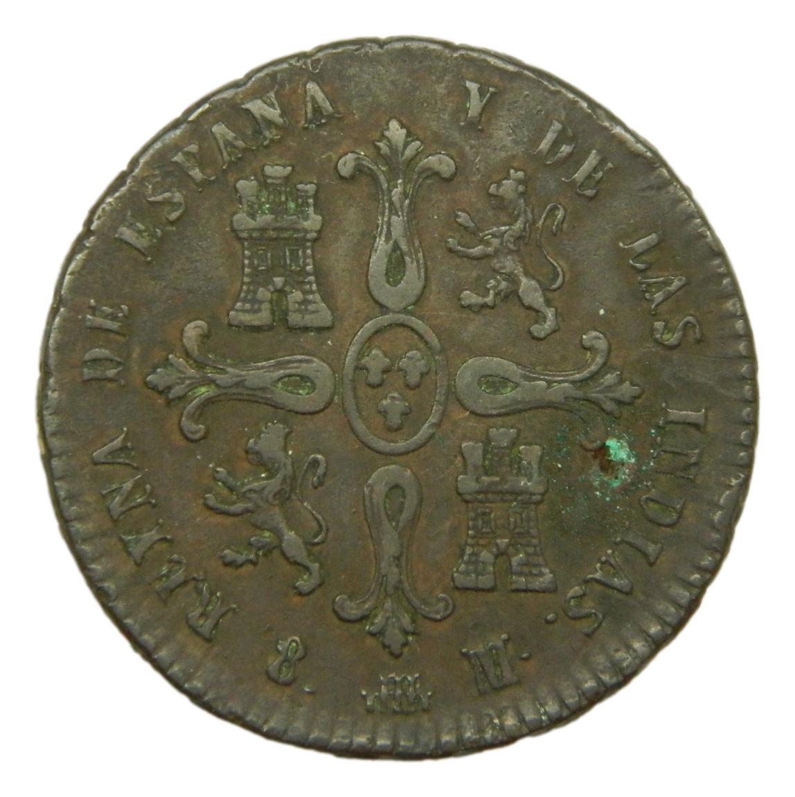 1836 - ISABEL II - 8 MARAVEDIS - SEGOVIA - BC