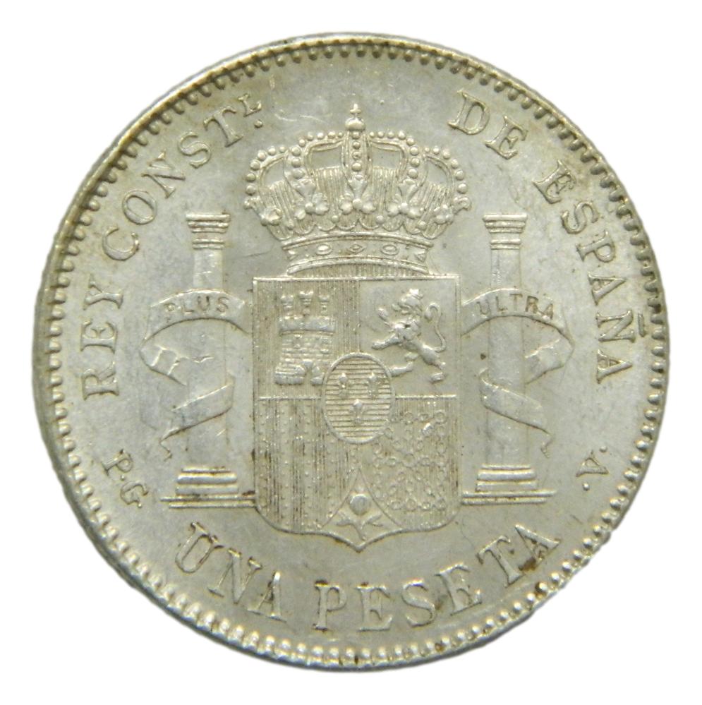 1896 *18-96 - ALFONSO XIII - 1 PESETA - PGV - EBC+
