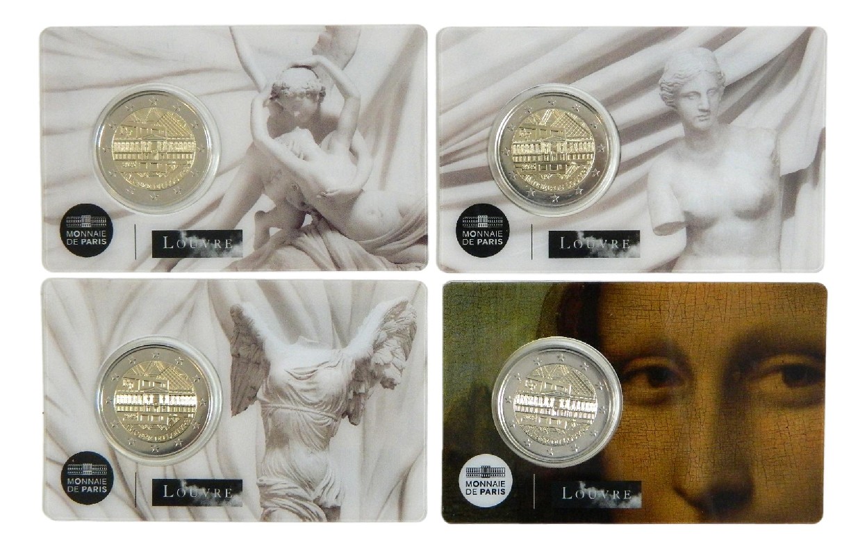 2025 - FRANCIA - 2 EURO - MUSEO DEL LOUVRE - 4 COINCARDS