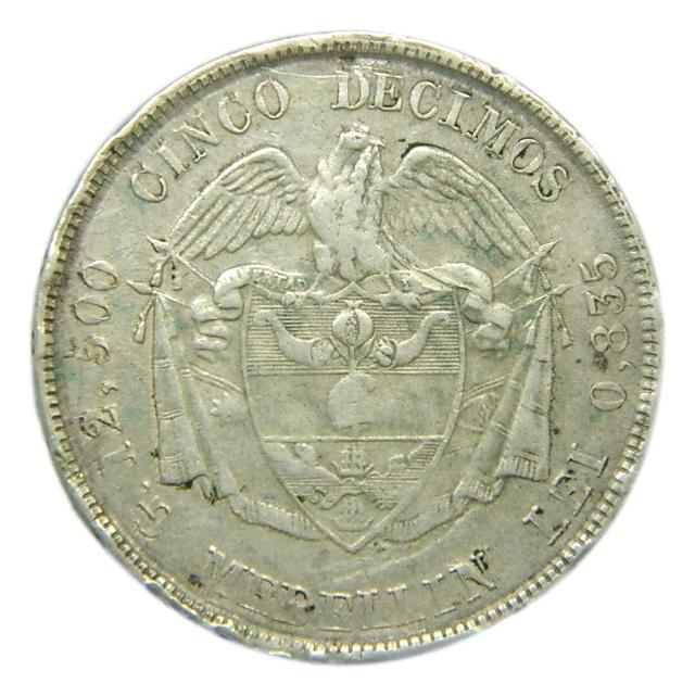1880 - COLOMBIA - 5 DECIMOS - MEDELLIN - PLATA