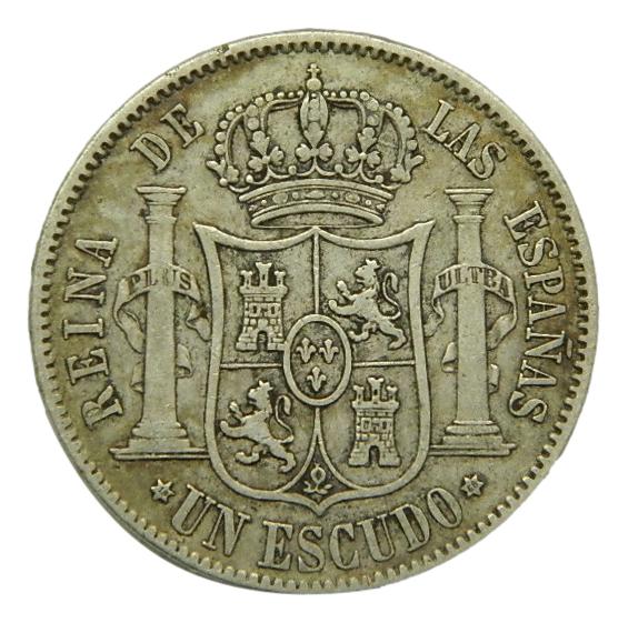 1868 *18-68 - ISABEL II - 1 ESCUDO - MADRID - PLATA