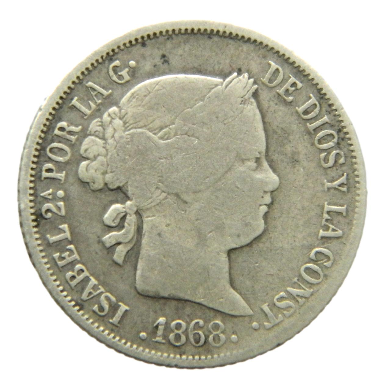1868 - ISABEL II - 10 CENTIMOS DE PESO - MANILA - BC