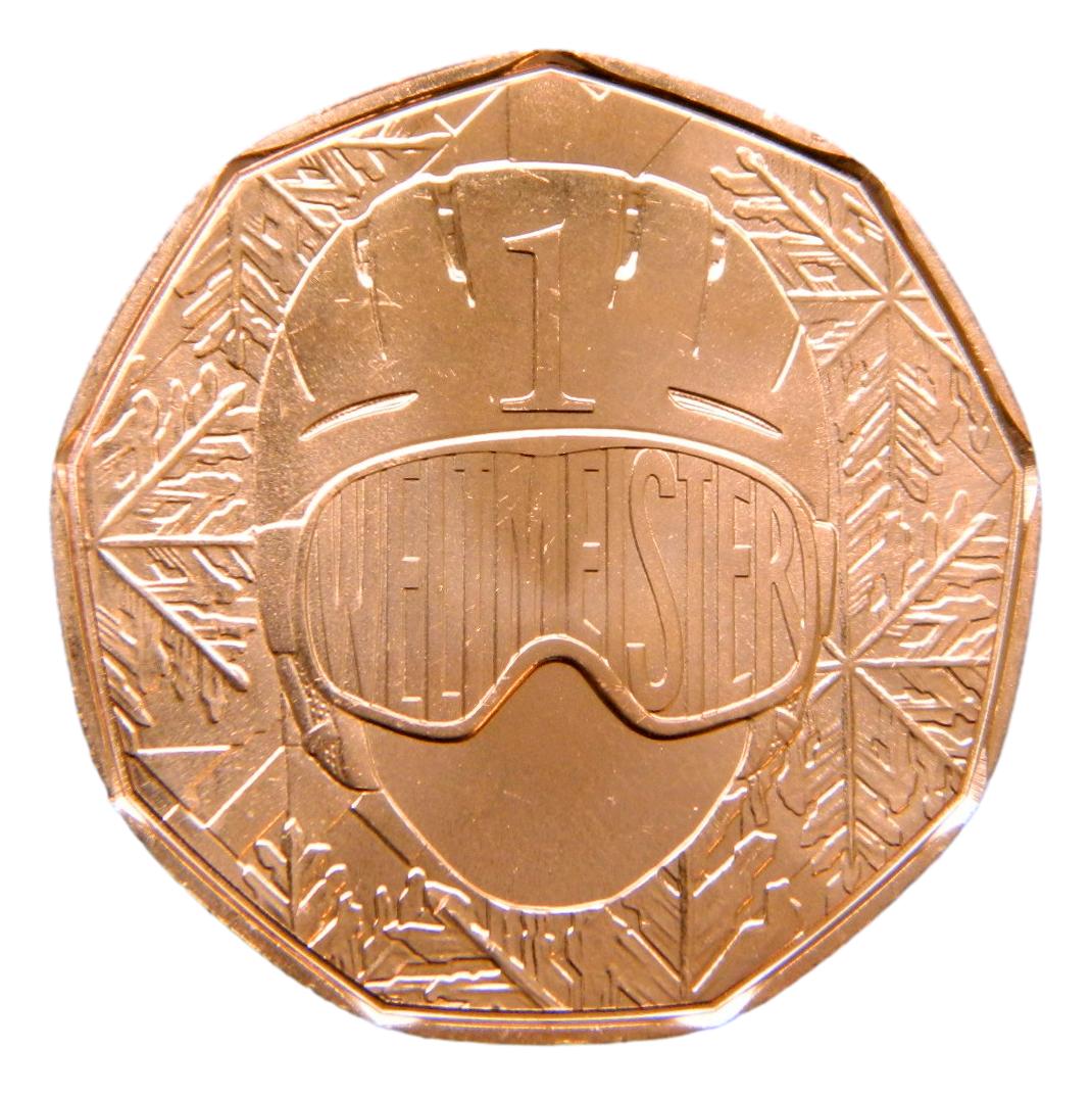 2024 - AUSTRIA - 5 EURO - CAMPEONES DEL MUNDO ESQUI - COBRE