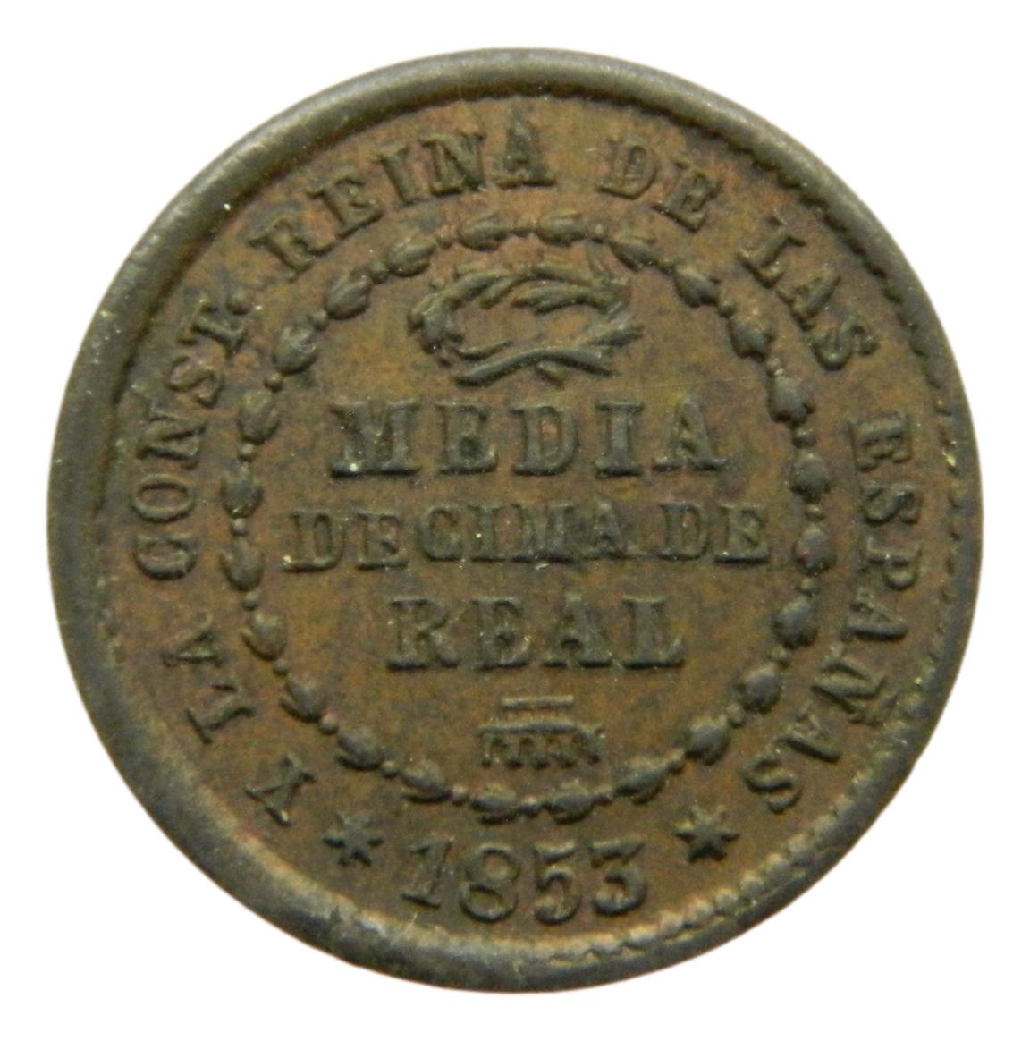 1853 - ISABEL II - 1/2 DECIMA DE REAL - SEGOVIA - EBC