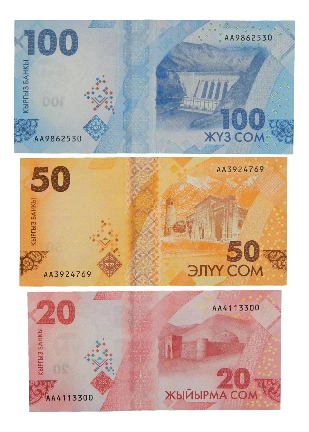 2023 - KYRGISTAN - SERIE 3 BILLETES - SOM - SC