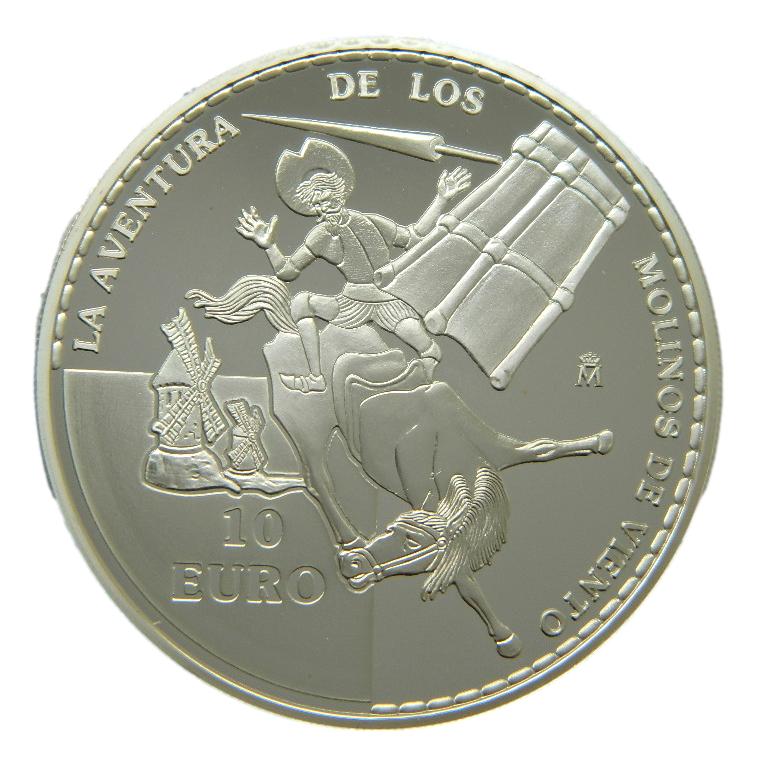 2005 - ESPAÑA - 10 EUROS - DON QUIJOTE DE LA MANCHA - LA AVENTURA DE LOS MOLINOS DE VIENTO - PLATA