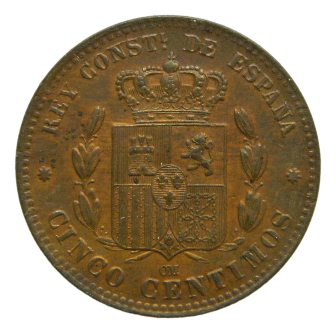 1879 OM - ALFONSO XII - 5 CENTIMOS - BARCELONA -  SC