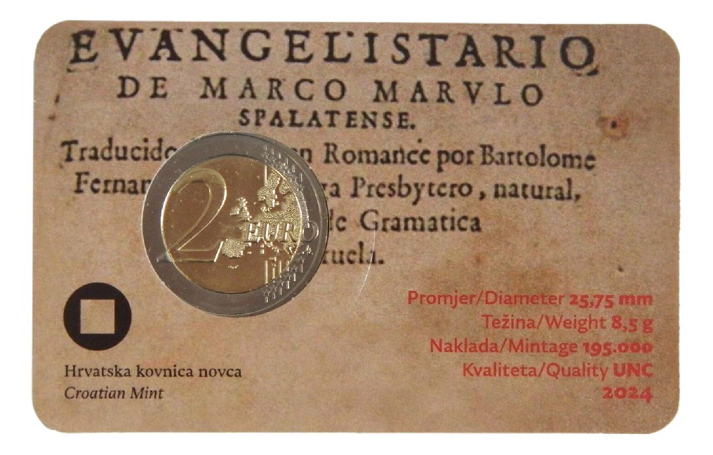 2024 - CROACIA - 2 EUROS - AÑO MARKO MARULIC - COINCARD