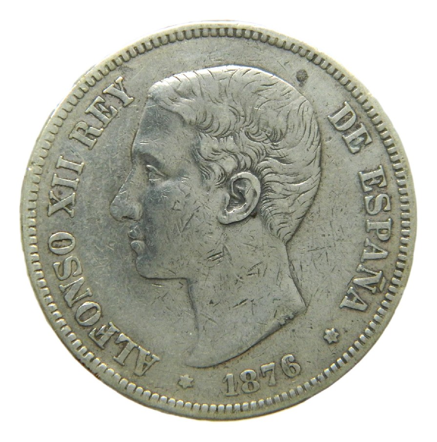 1876 * 76 - ALFONSO XII - 5 PESETAS - DEM - BC