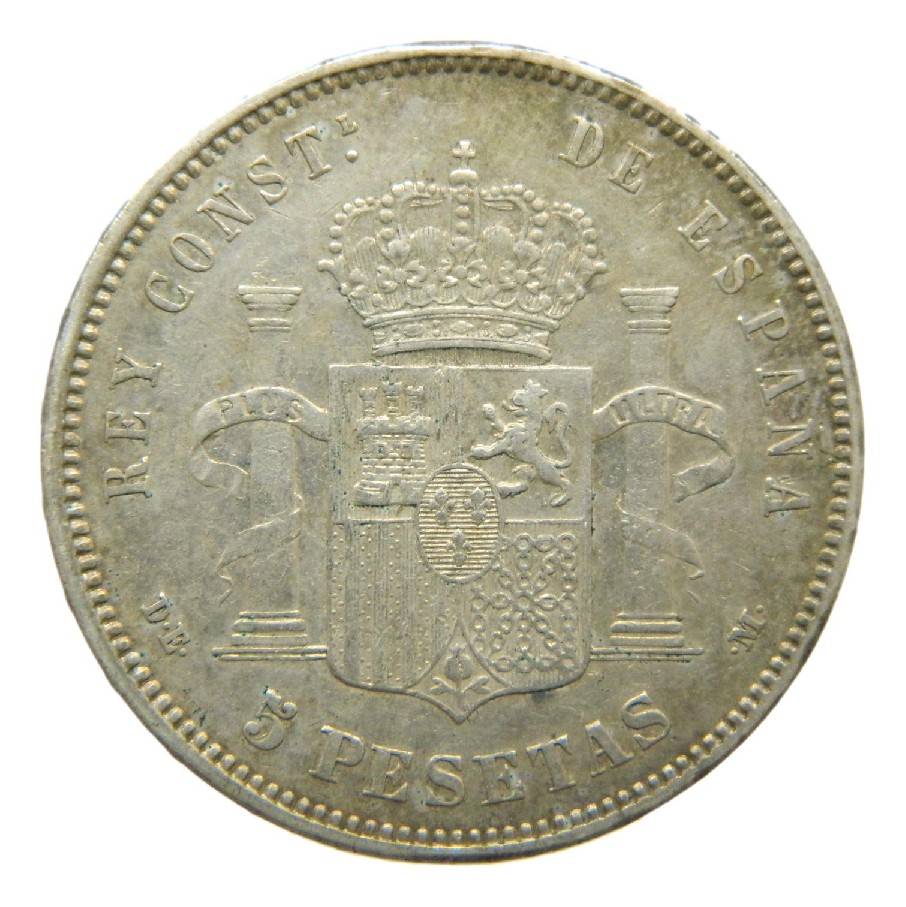 1877 * 18-77 - ALFONSO XII - 5 PESETAS - DEM - BC+