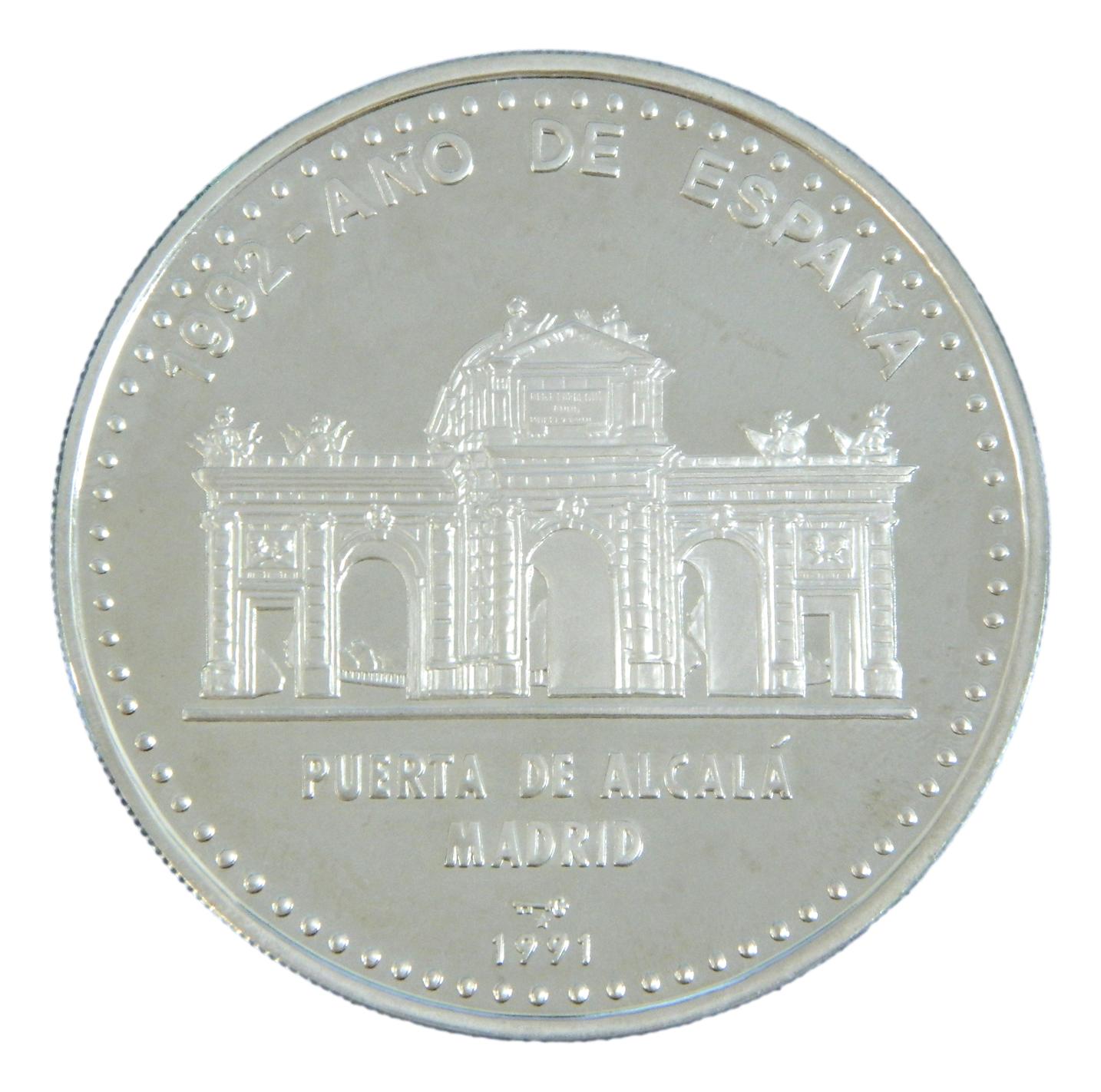 1991 - CUBA - 50 PESOS - 5 ONZAS PLATA - PUERTA DE ALCALA - MADRID