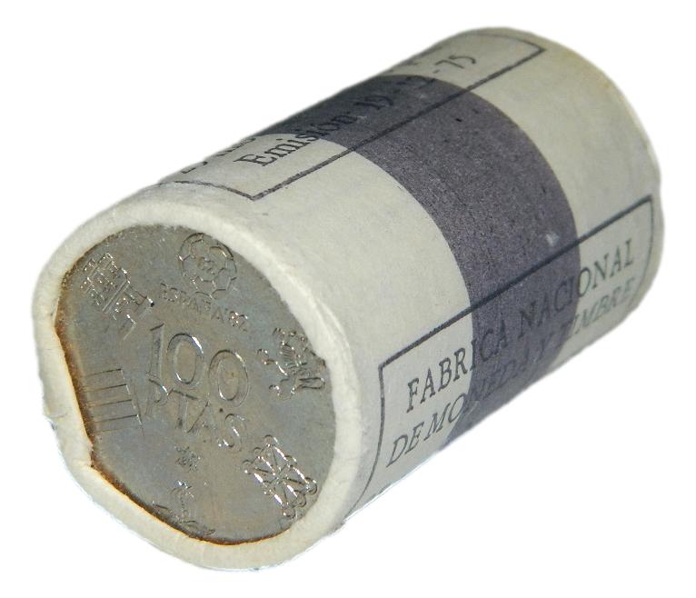 1975 - ESPAÑA - CARTUCHO - 25 MONEDAS - 100 PESETAS - FNMT