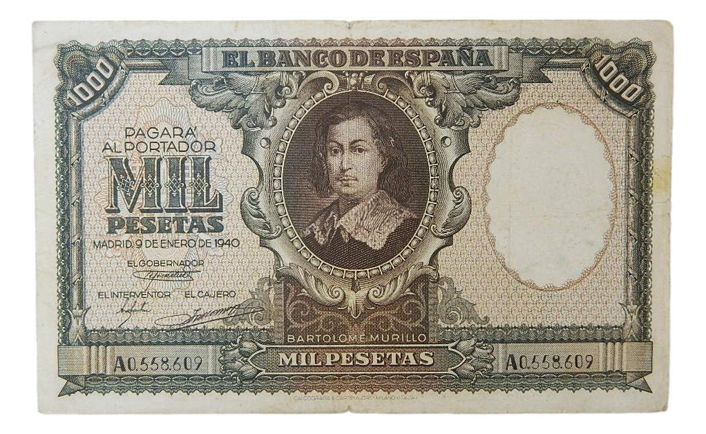 1940 - ESPAÑA - BILLETE - 1000 PESETAS - BARTOLOME MURILLO - MBC-