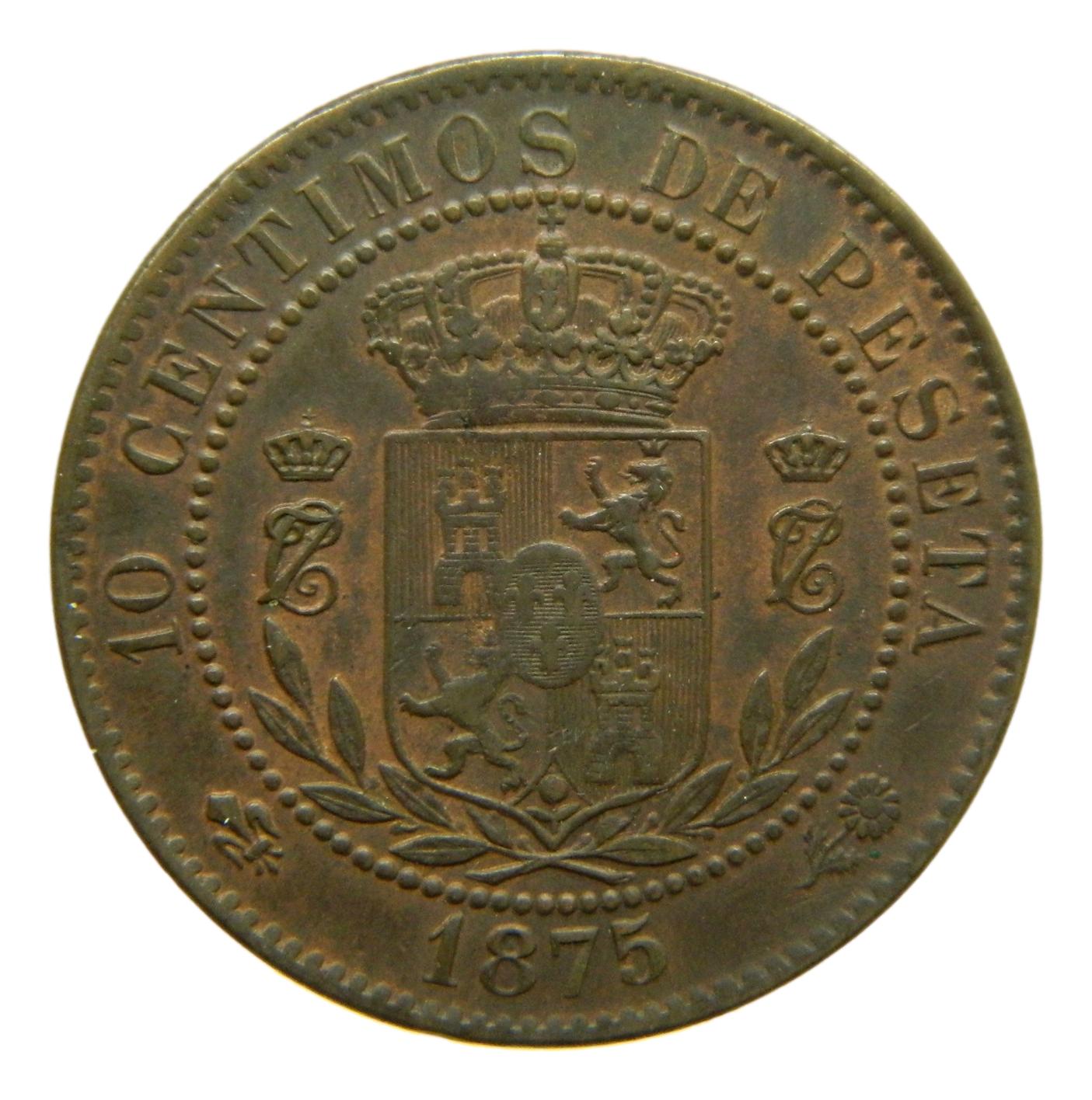 1875 - CARLOS VII - 10 CENTIMOS DE PESETA - EBC