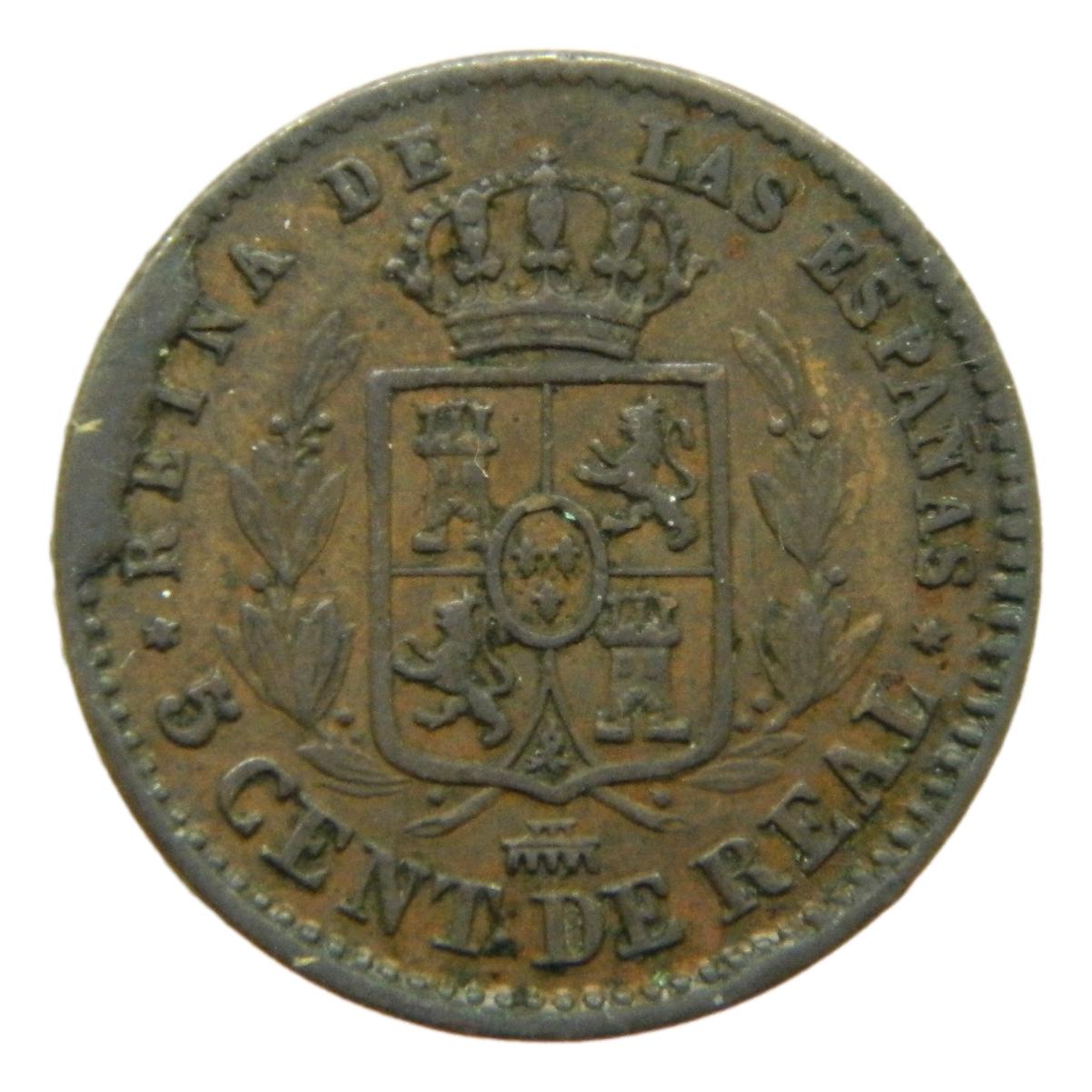 1856 - ISABEL II - 5 CENTIMOS DE REAL - SEGOVIA - MBC