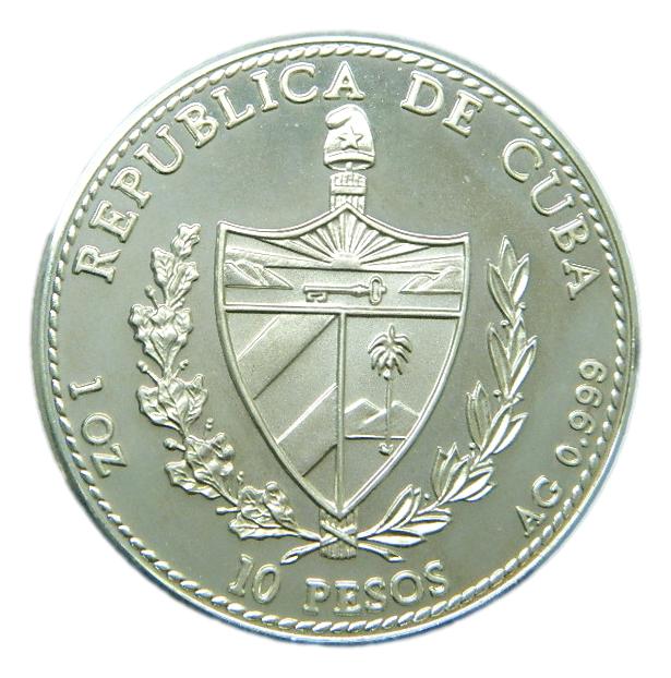 1990 - CUBA - 10 PESOS - 1 ONZA - JUAN DE LA COSA