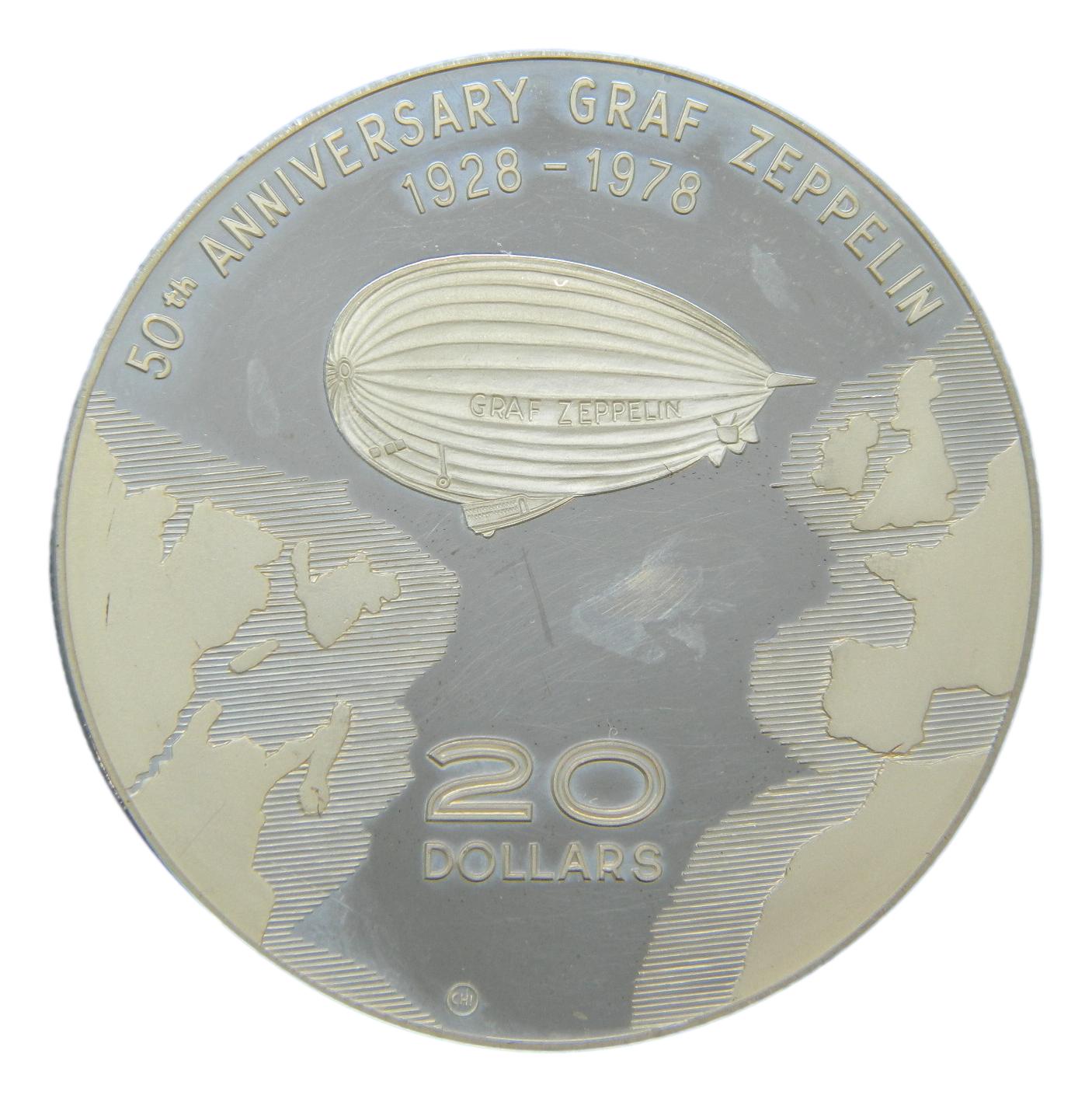 1978 - DOMINICA - 20 DOLLAR - INDEPENDENCIA - GRAF ZEPPELIN - PLATA