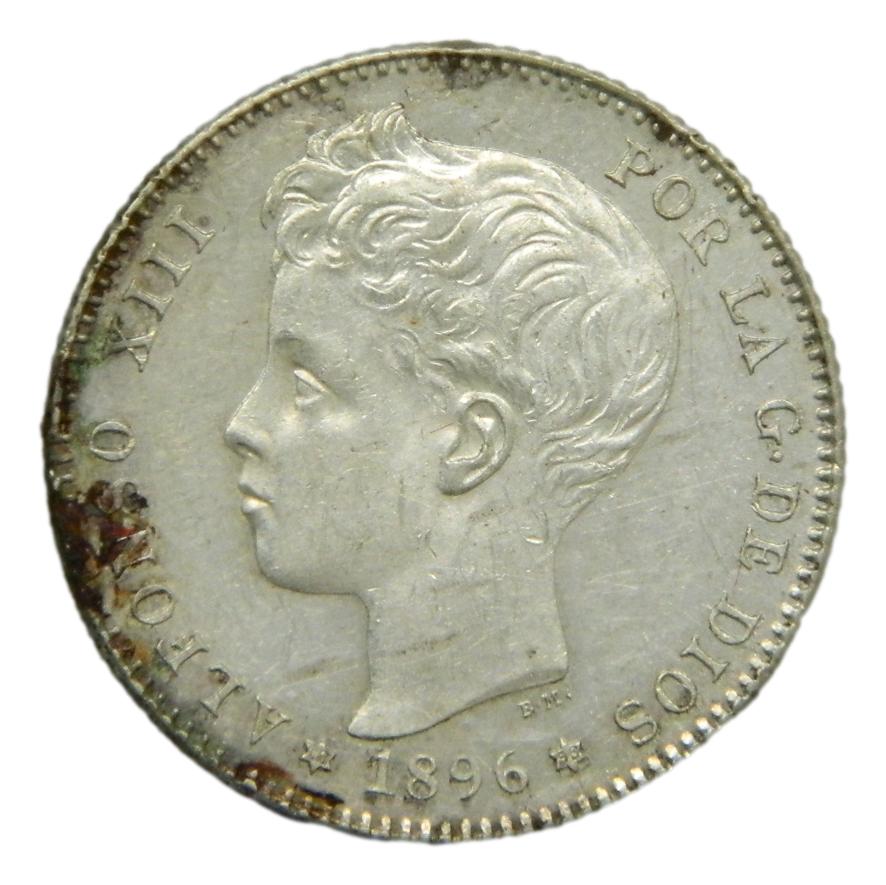 1896 *19-96 - ALFONSO XIII - 1 PESETA - PLATA