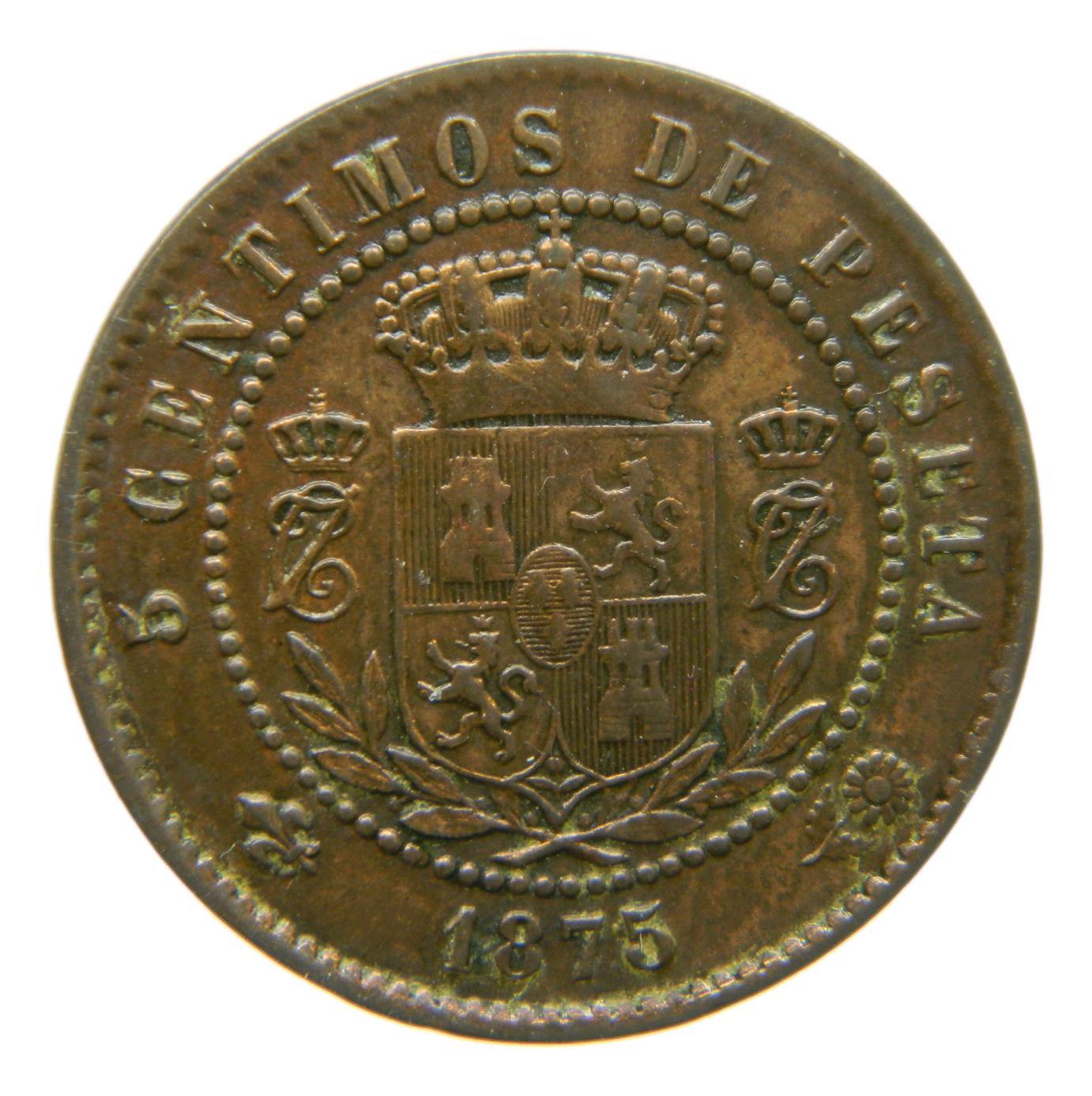 1875 - CARLOS VII - 5 CENTIMOS DE PESETA - EBC