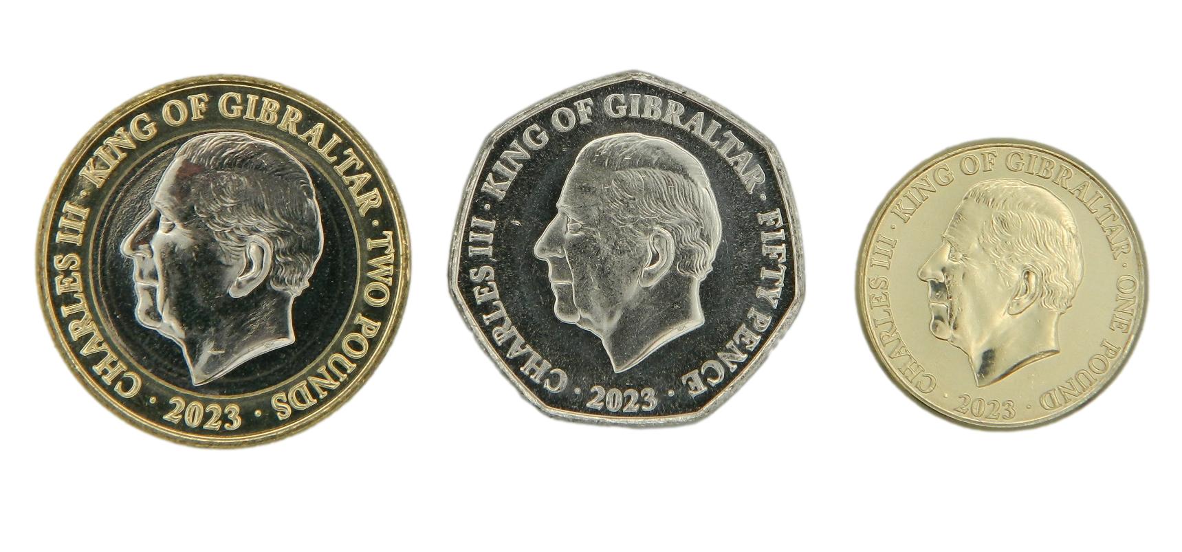 2023 - GIBRALTAR - SERIE 3 MONEDAS - CHARLES III - POUND - PENCE